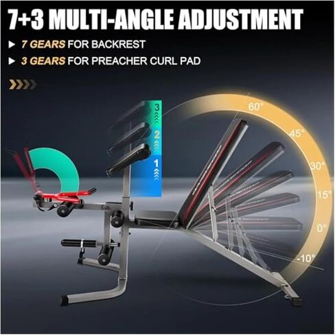 Roman Chair Hyperextension Bench Adjustable Weight Bench Set with Leg Extension and Curl Featuring 900LB Capacity for Incline Decline and Flat Positions Inc in Kuwait