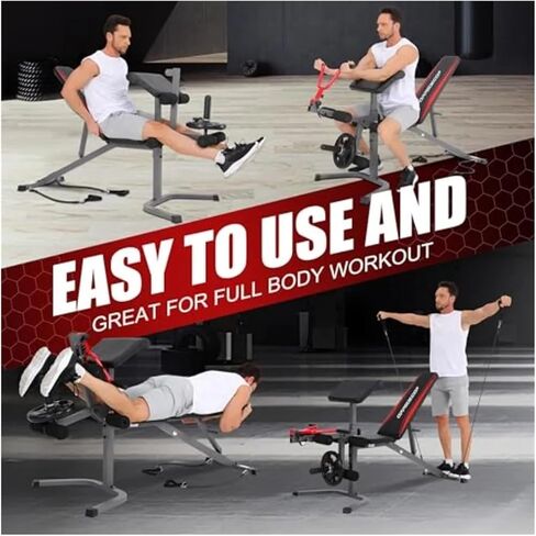 Roman Chair Hyperextension Bench Adjustable Weight Bench Set with Leg Extension and Curl Featuring 900LB Capacity for Incline Decline and Flat Positions Inc in Kuwait