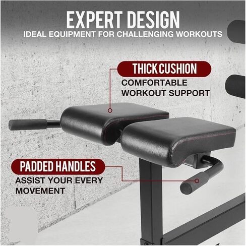 Roman Chair Hyperextension Bench Adjustable Hyperextension 90 Degree Strength Roman Chair with Handle, Ab Bench Multi-Functional Weight in Kuwait