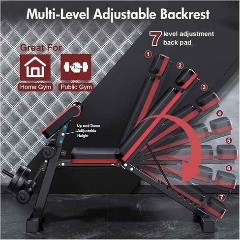 Roman Chair Hyperextension Bench 7-Level Foldable Adjustable Weight Dumbbell Bench Incline Multifunctional Bench/Headrest Leg Extended 770 lbs for Home Workouts in Kuwait