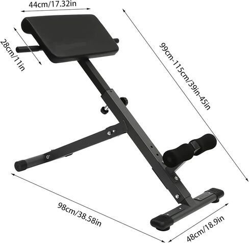 Roman Chair Hyperextension Bench Foldable Hyper Back Extension Roman Chair 5 Position Adjustable Hyperextension Bench Abdominal Workout Machine Sit up Full in Kuwait