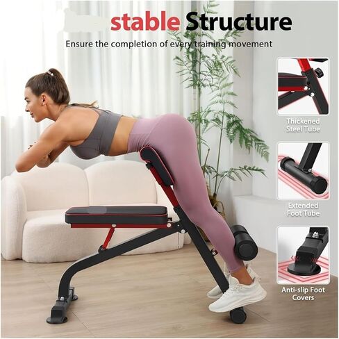 Roman Chair Hyperextension Bench Roman Chair Back Extension Bench for Glute, Hamstring and Lower, Hyperextension, Adjustable Foldable Weight in Kuwait