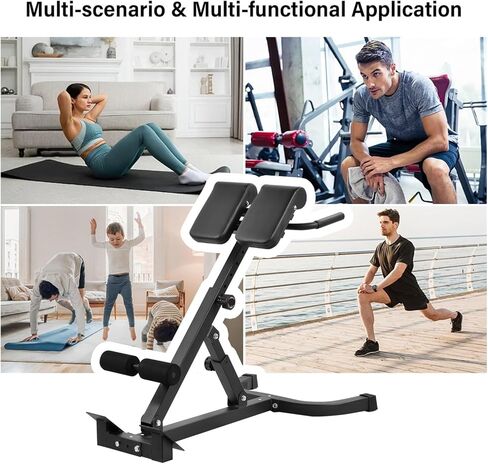 Roman Chair Hyperextension Bench Roman Chair Back Extension Folding Bench Strength Training Supplies, Adjustable Lower Machine Black in Kuwait