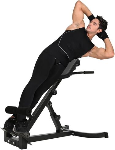 Roman Chair Hyperextension Bench 103 * 70 * 113 cm/ 40.55 * 27.55 * 44.48 in Black Home Fitness Workout Roman Chair Hyperextension Back Extension Bench Adjustable in Kuwait