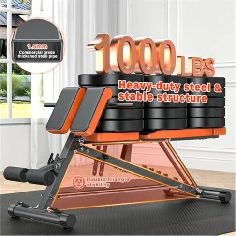 Roman Chair Hyperextension Bench Roman Chair Adjustable Weight Bench Back Extension Machine for Home Gym with Dumbbell Rack 1000LBS AllinOne Sit up in Kuwait
