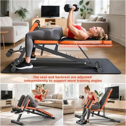 Roman Chair Hyperextension Bench Roman Chair Adjustable Weight Bench Back Extension Machine for Home Gym with Dumbbell Rack 1000LBS AllinOne Sit up in Kuwait