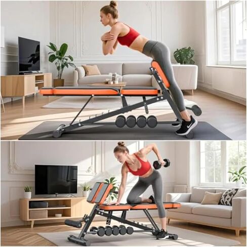 Roman Chair Hyperextension Bench Roman Chair Adjustable Weight Bench Back Extension Machine for Home Gym with Dumbbell Rack 1000LBS AllinOne Sit up in Kuwait
