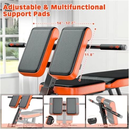 Roman Chair Hyperextension Bench Roman Chair Adjustable Weight Bench Back Extension Machine for Home Gym with Dumbbell Rack 1000LBS AllinOne Sit up in Kuwait