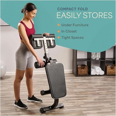 Roman Chair Hyperextension Bench Adjustable Hyperextension Bench for Core Strength Training - Foldable Roman Chair with Sit-Up Function, Supports 330 lbs in Kuwait