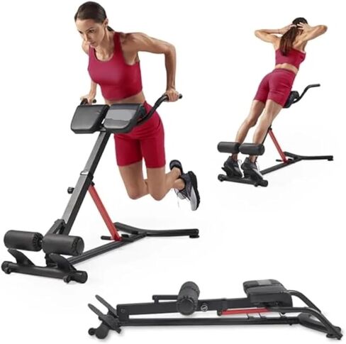 Roman Chair Hyperextension Bench Foldable Hyperextension Roman Chair Back Extension Home Gym Sit up Bench for Glute Ab Workouts Optional Adjustment Incline in Kuwait