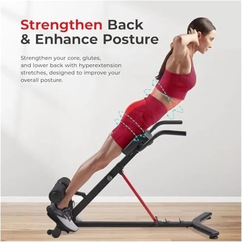 Roman Chair Hyperextension Bench Foldable Hyperextension Roman Chair Back Extension Home Gym Sit up Bench for Glute Ab Workouts Optional Adjustment Incline in Kuwait