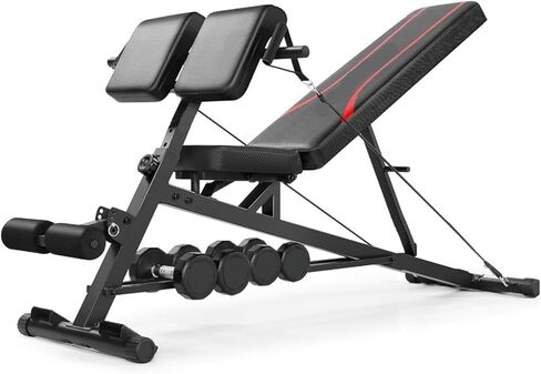 Roman Chair Hyperextension Bench Adjustable Weight Bench with Hyper Back Extension, Curl, Roman Chair, Ab Sit up for Full Body Workout, 900LBS in Kuwait