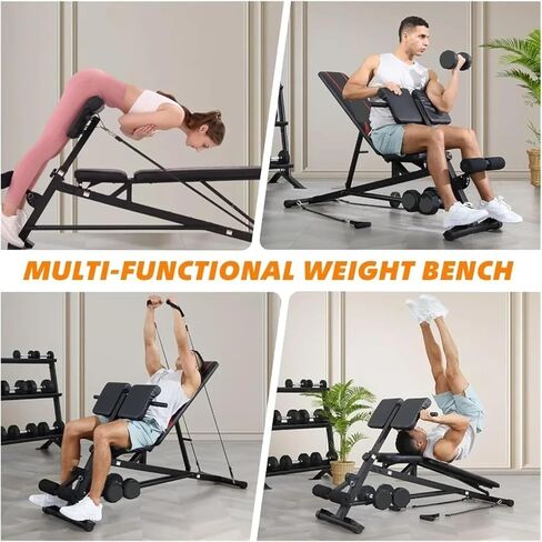 Roman Chair Hyperextension Bench Adjustable Weight Bench with Hyper Back Extension, Curl, Roman Chair, Ab Sit up for Full Body Workout, 900LBS in Kuwait