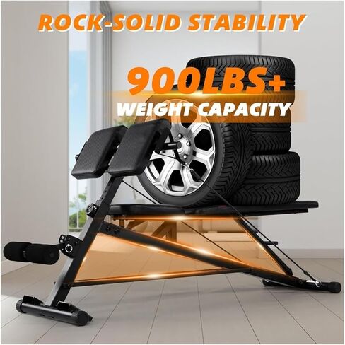 Roman Chair Hyperextension Bench Adjustable Weight Bench with Hyper Back Extension, Curl, Roman Chair, Ab Sit up for Full Body Workout, 900LBS in Kuwait