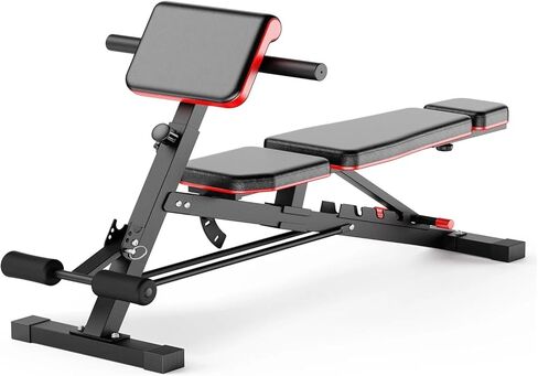 Roman Chair Hyperextension Bench Exercise Dumbbell Bench Weight Multifunctional Roman Chair Foldable Training Adjustable 110kg Full Body Workout Home Gym in Kuwait