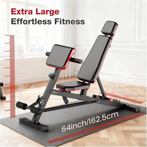 Roman Chair Hyperextension Bench Exercise Dumbbell Bench Weight Multifunctional Roman Chair Foldable Training Adjustable 110kg Full Body Workout Home Gym in Kuwait