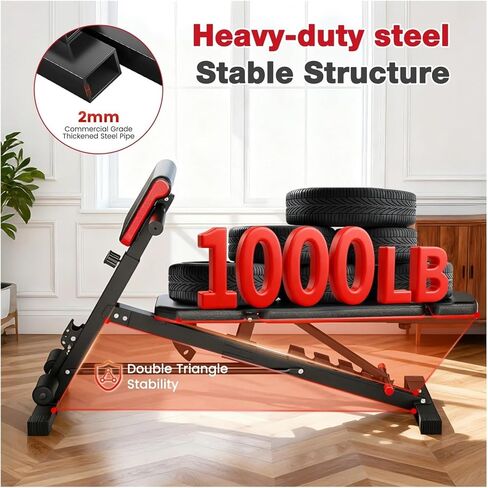 Roman Chair Hyperextension Bench Exercise Dumbbell Bench Weight Multifunctional Roman Chair Foldable Training Adjustable 110kg Full Body Workout Home Gym in Kuwait