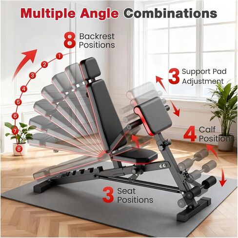 Roman Chair Hyperextension Bench Exercise Dumbbell Bench Weight Multifunctional Roman Chair Foldable Training Adjustable 110kg Full Body Workout Home Gym in Kuwait