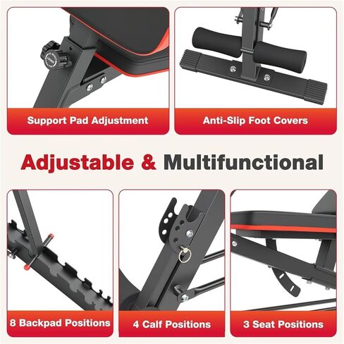 Roman Chair Hyperextension Bench Exercise Dumbbell Bench Weight Multifunctional Roman Chair Foldable Training Adjustable 110kg Full Body Workout Home Gym in Kuwait