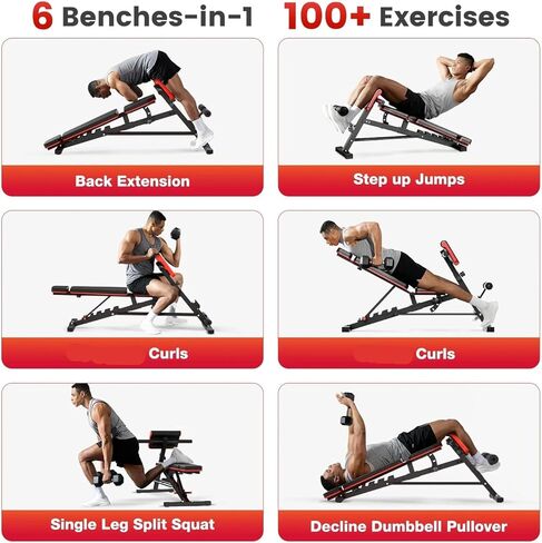 Roman Chair Hyperextension Bench Exercise Dumbbell Bench Weight Multifunctional Roman Chair Foldable Training Adjustable 110kg Full Body Workout Home Gym in Kuwait