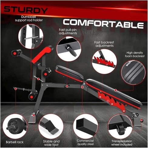 Roman Chair Hyperextension Bench Multifunctional Weight Bench with Leg Extension and Preacher Pad, Workout for Decline Press, Strength Training in Kuwait