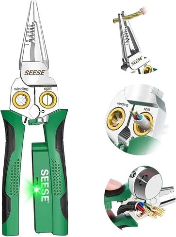 8-in-1 Wire Stripper Pliers: Compact Portable Multi-Function Electrician Tool - Wire Stripping/Wire Cutting/Wire Crimping for Circuit Repair, Outlet Installation & Professional Use in Kuwait