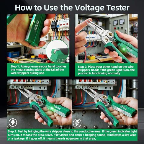 8-in-1 Wire Stripper Pliers: Compact Portable Multi-Function Electrician Tool - Wire Stripping/Wire Cutting/Wire Crimping for Circuit Repair, Outlet Installation & Professional Use in Kuwait