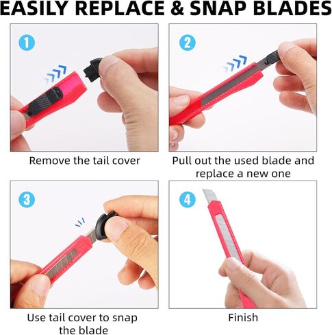 4 قطع من سكاكين قطع الصناديق، سكاكين المساعدة من الجيل الثالث، فتاحة شفرات الحلاقة، سكاكين المساعدة، قواطع الصناديق القابلة للسحب، سكين عمل صغير من Htaexpu in Kuwait