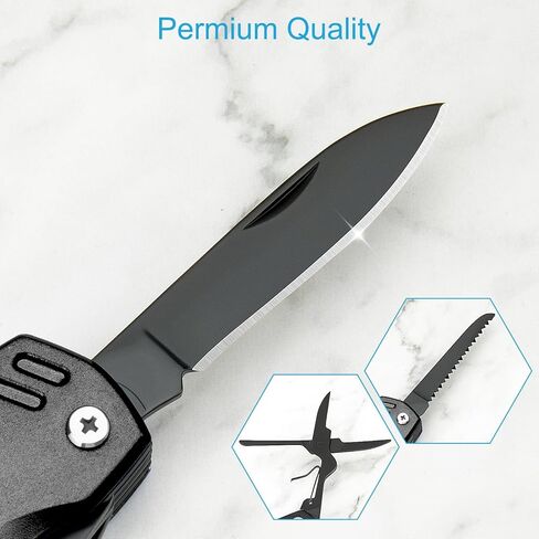 سكين متعدد المهام، سكين جيب 16 في 1، سكين متعدد الأدوات مصنوع يدويًا، هدية عيد ميلاد للرجال والنساء وزوجها وصديقتها وصديقتها والأب، أسود in Kuwait