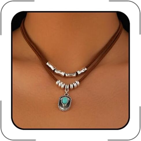 Western Turquoise Choker Necklace for Women Gothic Black Choker Necklaces Boho Summer Cowgirl Rodeo Country Concert Outfits Jewelry Accessories in Saudi Arabia