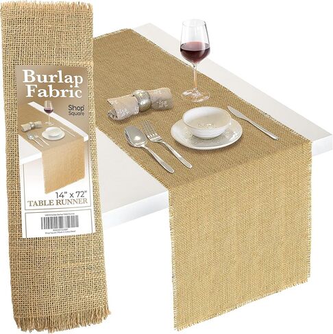 Burlap Table Runners, 13 x 108 Inch - 2 Pack Outdoor Rustic Jute Table Runner for Fall, Thanksgiving, Farmhouse Decor, Natural Color Edge in Kuwait
