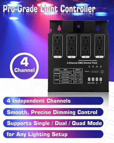 Dmx Dimmer Pack,4 Channel Dmx512 Dimmer Pack， Lighting Controller, DMX 4-Channel Dimmer Pack Suitable for Stage Lighting Control in Kuwait