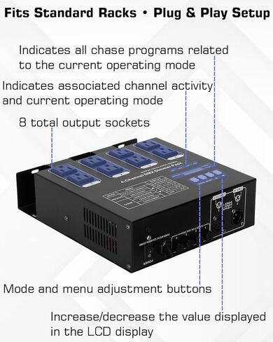 Dmx Dimmer Pack,4 Channel Dmx512 Dimmer Pack， Lighting Controller, DMX 4-Channel Dimmer Pack Suitable for Stage Lighting Control in Kuwait