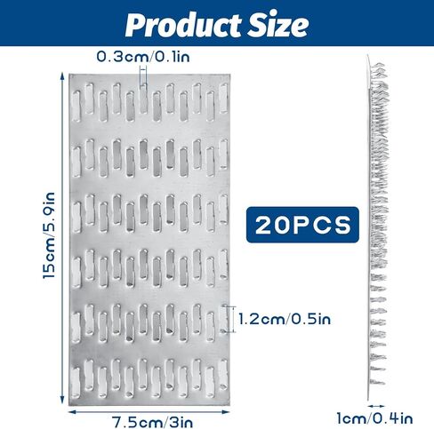 20PCS Truss Plates, 3x6 Inch Pronged Truss Mending Plates, Repair Tie Plate Bracket with 9mm Nail Teeth for Wood Stud Roof Truss Timber, 20 Ga Thickness in Saudi Arabia