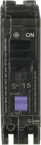 قاطع الدائرة ABB Q-Line® THQL1115DFS • قاطع أحادي القطب بقدرة 15 أمبير • وظيفة مزدوجة AFCI/GFCI • تيار متردد 120/240 فولت تيار متردد • تصنيف مقاطعة 10 كيلو أمبير • قاطع توصيل مغناطيسي حراري لمراكز التحميل in Saudi Arabia