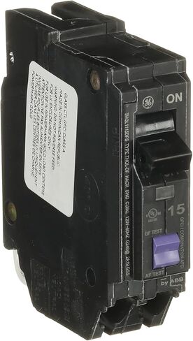 قاطع الدائرة ABB Q-Line® THQL1115DFS • قاطع أحادي القطب بقدرة 15 أمبير • وظيفة مزدوجة AFCI/GFCI • تيار متردد 120/240 فولت تيار متردد • تصنيف مقاطعة 10 كيلو أمبير • قاطع توصيل مغناطيسي حراري لمراكز التحميل in Saudi Arabia
