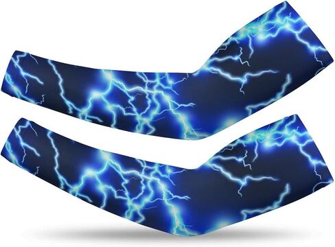 Blue Lightning Cooling Arm Sleeves UV Sun Protector Breathable Ice Silk Compression Sleeves Cover in Saudi Arabia