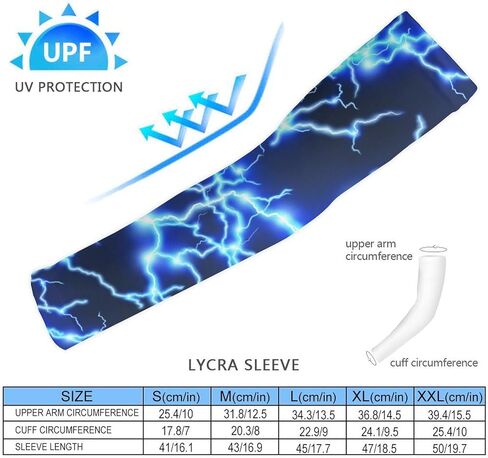 Blue Lightning Cooling Arm Sleeves UV Sun Protector Breathable Ice Silk Compression Sleeves Cover in Saudi Arabia