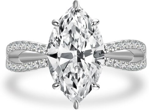 3.0CT 5A MARQUISE CUT COT ZIRCONIA خاتم الخطوبة للنساء ، 18K الذهب الأصفر المطلي بالفضة الإسترليني in Kuwait