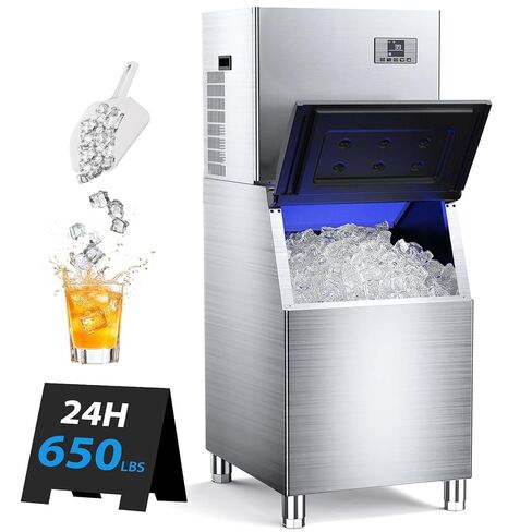 ماكينة صنع الثلج التجارية بسعة 650 رطل/24 ساعة، سعة كبيرة 400 رطل، ماكينة صنع الثلج الكهربائية من الفولاذ المقاوم للصدأ مع وظيفة التنظيف الذاتي، 12 سُمك ثلج قابل للتعديل in Kuwait