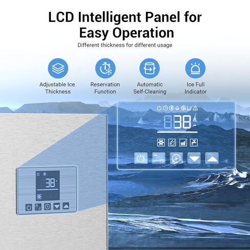 ماكينة صنع الثلج التجارية بسعة 650 رطل/24 ساعة، سعة كبيرة 400 رطل، ماكينة صنع الثلج الكهربائية من الفولاذ المقاوم للصدأ مع وظيفة التنظيف الذاتي، 12 سُمك ثلج قابل للتعديل in Kuwait