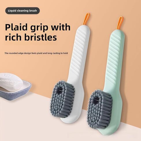 Multifunctional Cleaning Brush with Plaid Grip, Soft Fine Bristles, Easy Decontaminate,soap Dispenser (White) in Kuwait