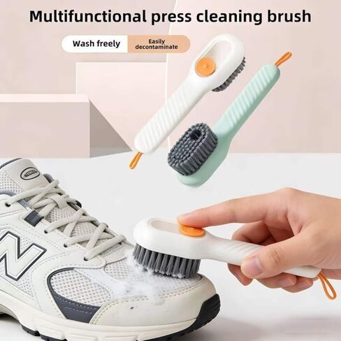 Multifunctional Cleaning Brush with Plaid Grip, Soft Fine Bristles, Easy Decontaminate,soap Dispenser (White) in Kuwait