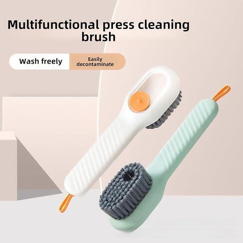 Multifunctional Cleaning Brush with Plaid Grip, Soft Fine Bristles, Easy Decontaminate,soap Dispenser (White) in Kuwait