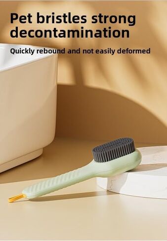 Multifunctional Cleaning Brush with Plaid Grip, Soft Fine Bristles, Easy Decontaminate,soap Dispenser (White) in Kuwait