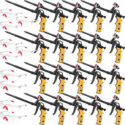 Spray Foam Gun Insulation (2 x Foam Gun / 4 Nozzle) Foam Spray Gun, Teflon-Coated Professional Expanding Foam Gun, Foam Dispensing Gun, for Caulking, Insulating Foam Applicator Yellow - 2 Pack in Kuwait