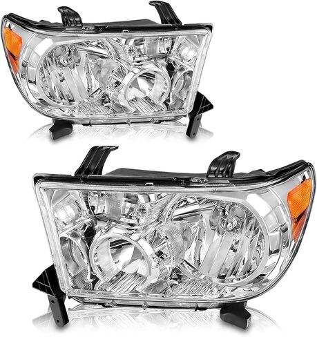 For 2007 2008 2009 2010 2011 2012 2013 Toyota Tundra Headlight Assembly For 2008-2017 Toyota Sequoia Head Lights Headlamp Replacement Driver and Passenger Pair, Black in Kuwait