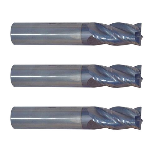 3pcs 1/2" Diameter x 1/2" Shank 0.025-0.030" Radius 4-Flute Corner Radius Variable Helix Typhoon Red Series Carbide End Mill, 3 Pack in Kuwait