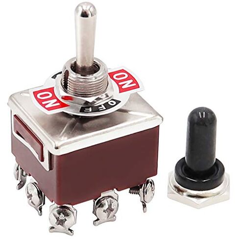 MXUTEUK ROCKER ROCKER STOGGLE STOGHT 3PDT 9 TERMINAL ON/OFF/ON 15A 250V 10A 380V التبديل مع غطاء المقبض المعدني مقاوم للماء عشرة-303 in Saudi Arabia