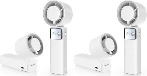 Portable Handheld Turbo Fan - Foldable Mini Fan with Air Turbo Tech, 1-199 Speed Adjustment, 20H Runtime, LED Display, Battery-Powered for Indoor/Outdoor Use, Dark Black in Kuwait